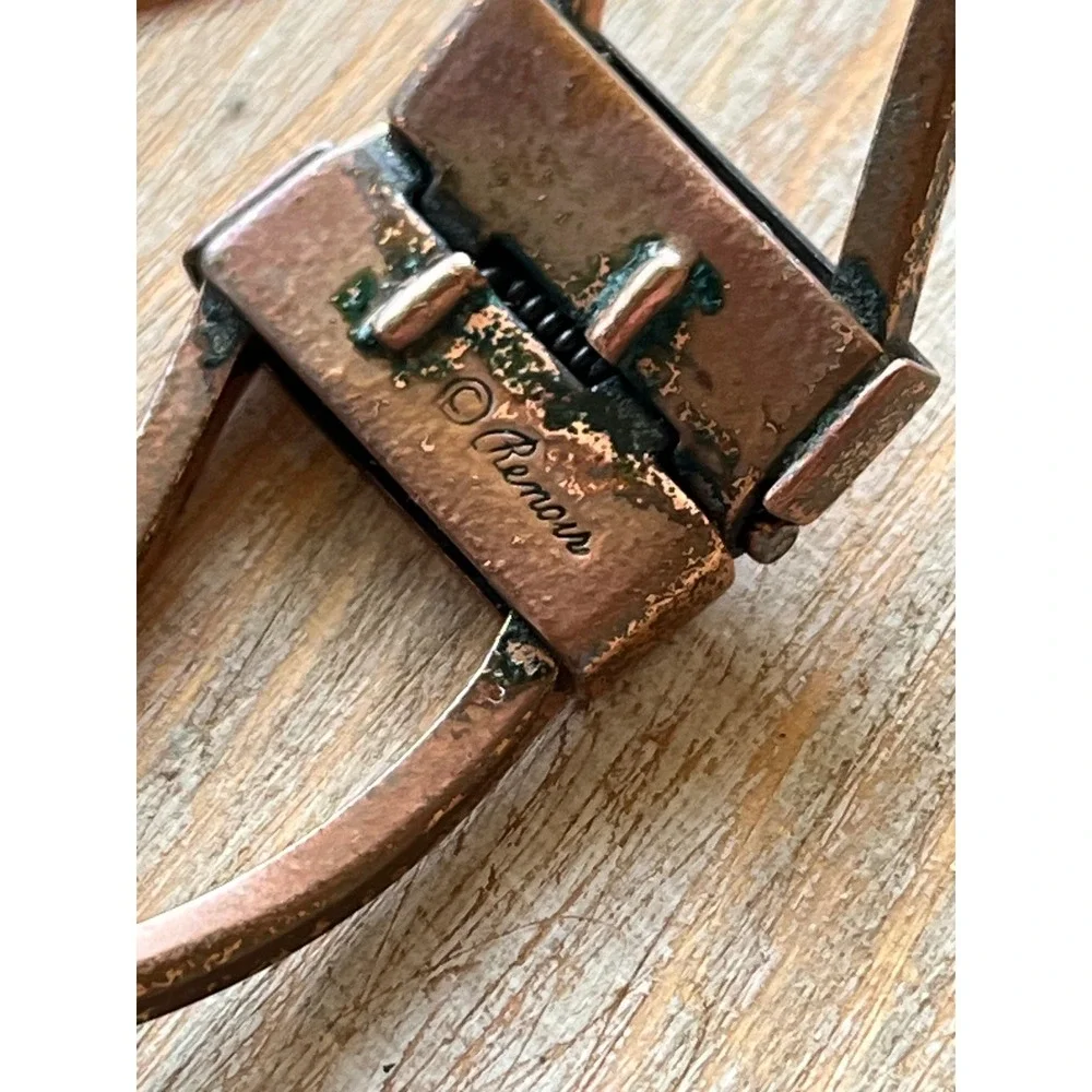 Renoir Copper Cuff Bracelet Mid Century Modern Leaf Bypass Hinge